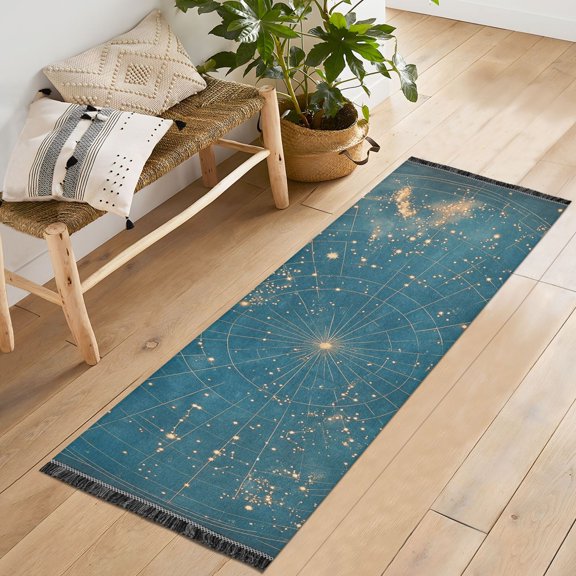Yayeee Runner Rug for Bedroom 2'x6' Machine Washable Hallway Non Slip Mat, Star Map