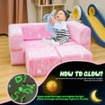 thumbnail image 5 of LinkRomat Modular Kids Play Couch, Glow in The Dark Toddler Sofa Bed, 3-in-1 Convertible Furniture for Playrooms, Bedrooms, No Assembly Needed, Pink, 5 of 9
