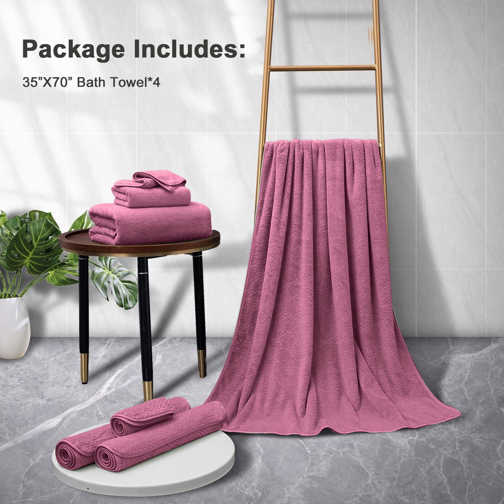Smuge 4 Pack Oversized Bath Sheet Towels (35 x 70 in,Grape) 600 GSM Ultra Soft Large Bath Towel Set Thick Cozy Quick Dry Bathroom Towels Hotel Luxurious Towels