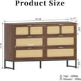 thumbnail image 2 of Rattan 6 Drawer Dresser Boho Dresser with Rattan Drawers Farmhouse Wood Storage Chest of Drawers for Bedroom, Living Room, Entryway, Walnut, 2 of 7