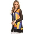 thumbnail image 2 of High Secret Women's Square Pattern Multi Color Cardigan Yellow, 2 of 5