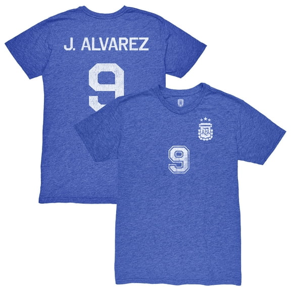 Men's 1863FC Juli-n -lvarez Blue Argentina National Team Retro Name & Number Tri-Blend T-Shirt