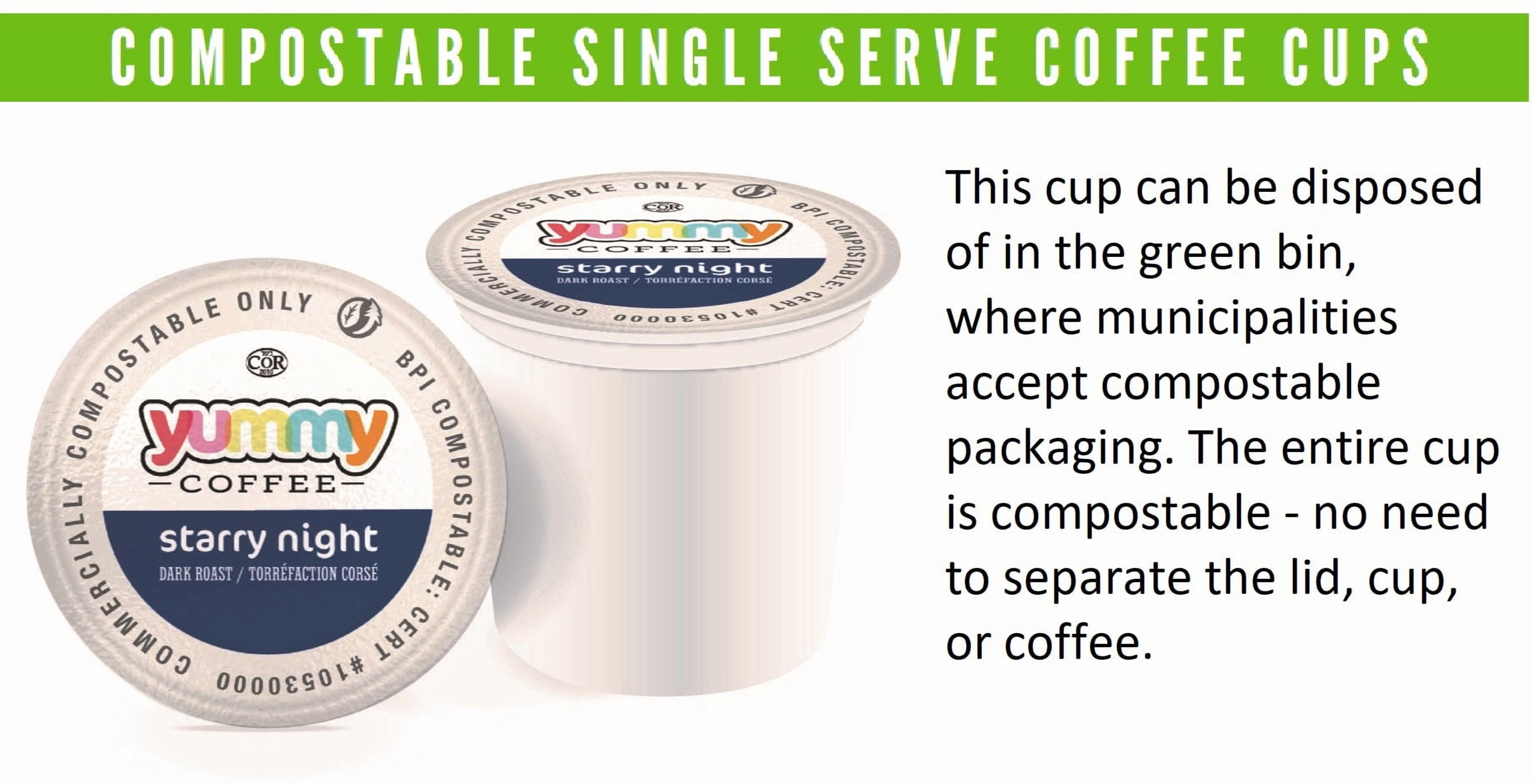 Yummy Coffee Starry Night, Compostable Coffee Pods - Dark Roast, K-Cup Compatible, 80 Count