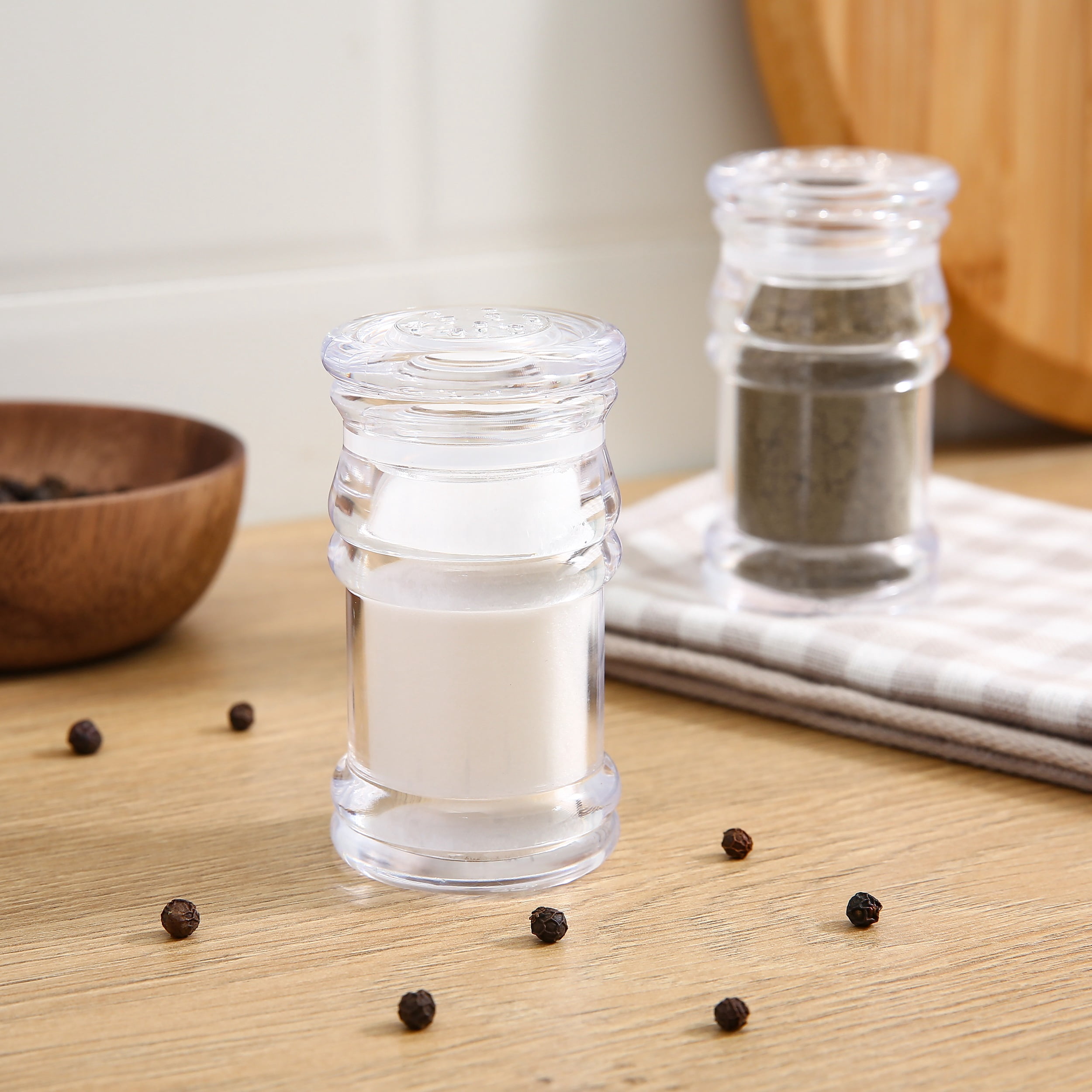 Mainstays Salt & Pepper Shaker, Clear, Ideal Use for Seasoning Storage and Serving