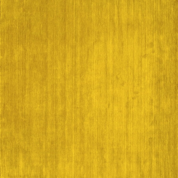 Ahgly Company Machine Washable Indoor Square Solid Yellow Modern Area Rugs, 4' Square