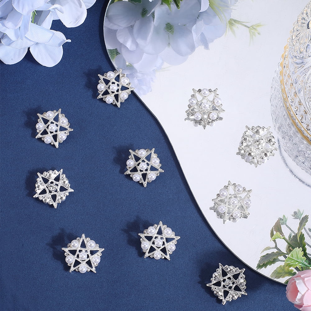 16Pcs Rhinestone Star Buttons Flower&Star Shaped Buttons Silver Alloy Shank Button Replacement Decorative Buttons for Crafts Sweater