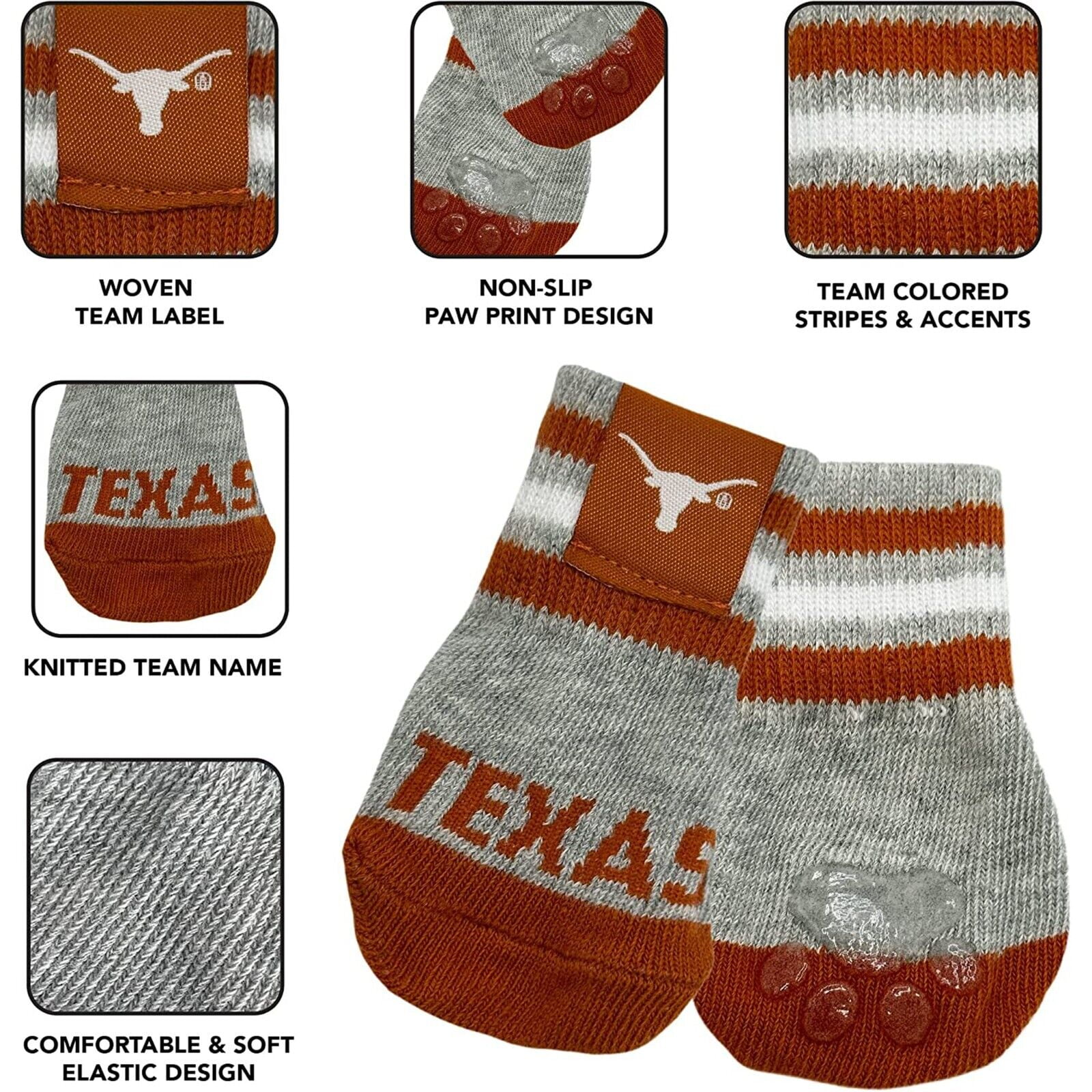 NCAA Anti Slip Dog Socks with Elastic Ribbed Top Indoor/Outdoor Paw Protection