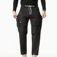 thumbnail image 4 of Sookity Men'S Casual Cargo Pants Baggy Lightweight Hiking Pants Cargo Jogging Sweatpants Relaxed Fit Adjustable Elastic Waist Cargo Pants Baggy Streetwear with Pocket Black,XL, 4 of 8