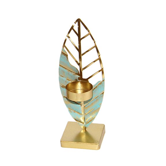 veasfak Tea Light Candlestick Holder Leaf Candle Holder for Dining Table Living Room 7cmx20cm