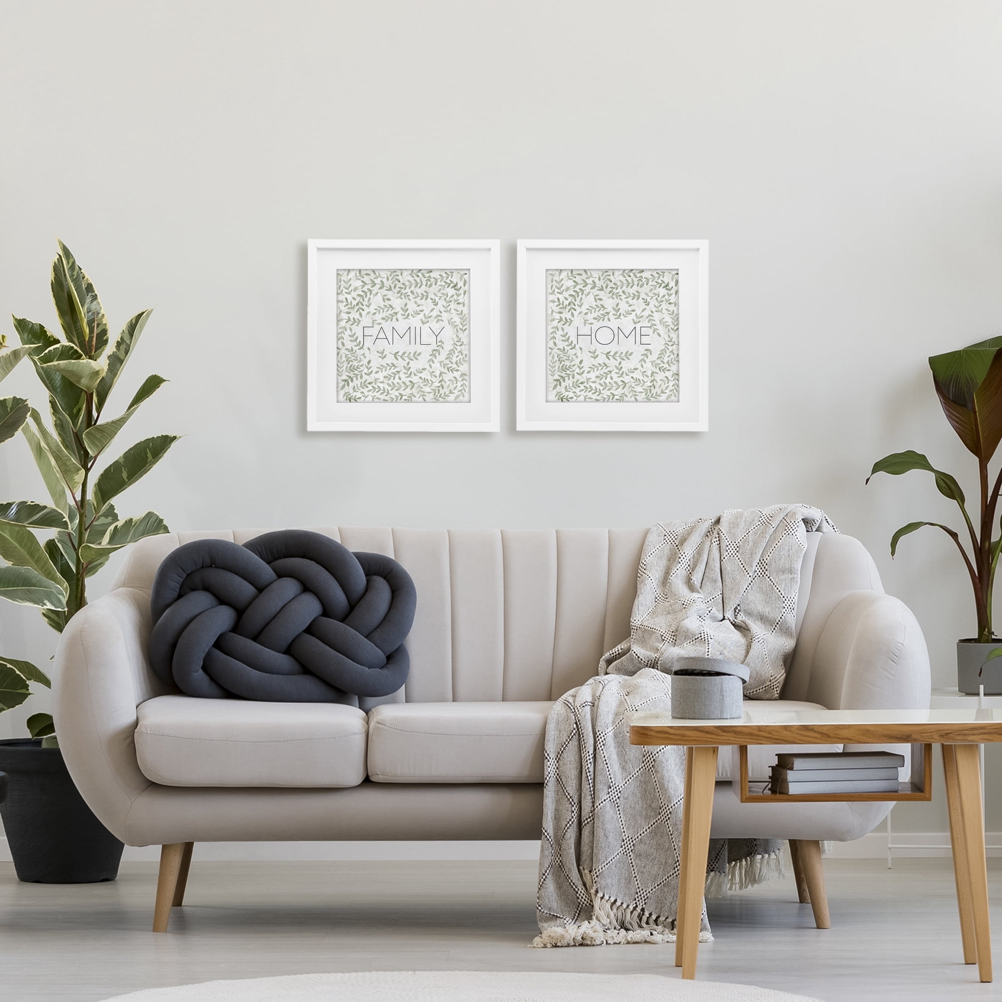 Stupell Industries Curved Ivy Sprigs Phrases 2 Piece White Framed Print Under Glass Set, design by SD Graphics Studio