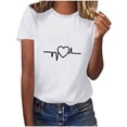 thumbnail image 1 of Diufon Hauts de la Saint-Valentin pour Femmes, Tunique Décontractée à Manches Courtes, Chandail à Col Rond, Blouse Tendance Mignonne à Imprimé Graphique, 1 of 6