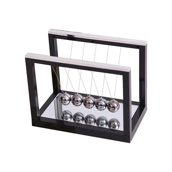 Black Newton'S Cradle Steel Balance Ball Physics Science Desk Toy Pendulum Motion Educational Demonstration Kinetic Energy Transfer Office Decor Stress Relief Focus Tool (7.1Oz, 5.1 Inches