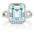 thumbnail image 3 of Gem Stone King 5.00 Cttw Simulated Aquamarine Ring for Women | 925 Sterling Silver | Emerald Cut 12X10MM | Available in Size 5,6,7,8,9, 3 of 7