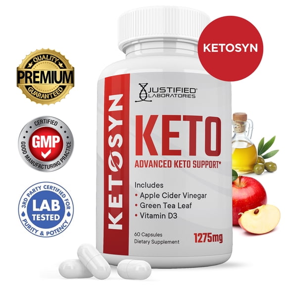 Ketosyn Keto ACV Pills 1275mg Alternative to Gummies Dietary Supplement 60 Capsules