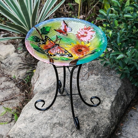 Butterfly Birdbath - Winsome House Butterflies with Flowers Bird Bath