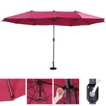 Jaxpety 15 Ft Large Size Patio Umbrella Outdoor Garden Yard Market Sunshade with Crank