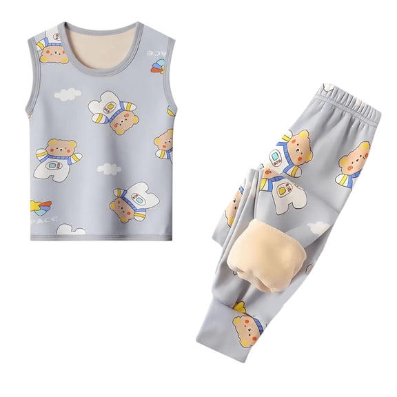 ZACPNCV Girls Thermal Underwear Set Ultra Soft Fleece Lined Kids Long Tank Top and Pants Thermals Kids Base Layer Winter Warm Gray 9-10 Years