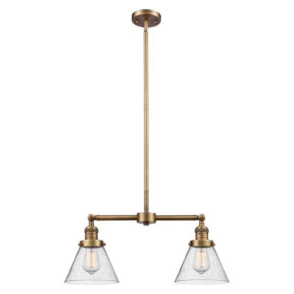 Innovations 209-BB-G44 Transitional Two Light Island Pendant from Franklin Restoration collection in Brass finish, 5.00 inches