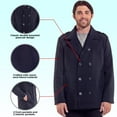 thumbnail image 3 of Alpine Swiss Jake Mens Pea Coat Wool Blend Double Breasted Dress Jacket Peacoat, 3 of 7