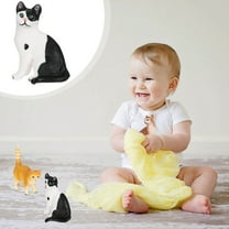 Toyvian 1Pcs Lifelike Cat Toys Cat Miniatures Plastic Black and White Decoration Home Decoration