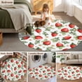 thumbnail image 5 of Round Area Rug 4 Ft, Red Strawberry Washable Non-Slip Circle Carpet for Living Room/Bedroom, Summer Fruits Farmhouse Leaves Floral Rustic Low-Profile Crawling Mats Collection Rugs for Indoor, 5 of 8