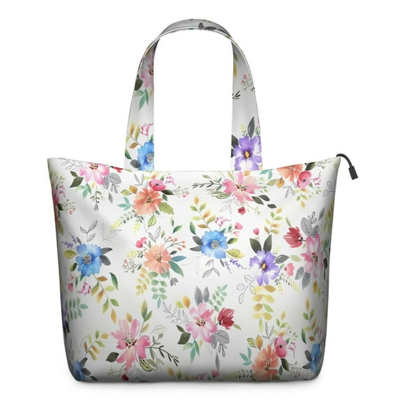 Pioneer Flower Floral Print Pattern Travel Tote Bags for Women Carry On,Large Weekender Bags for Women Travel,Multi Functional Duffle Bag for Work,Shopping,Sports