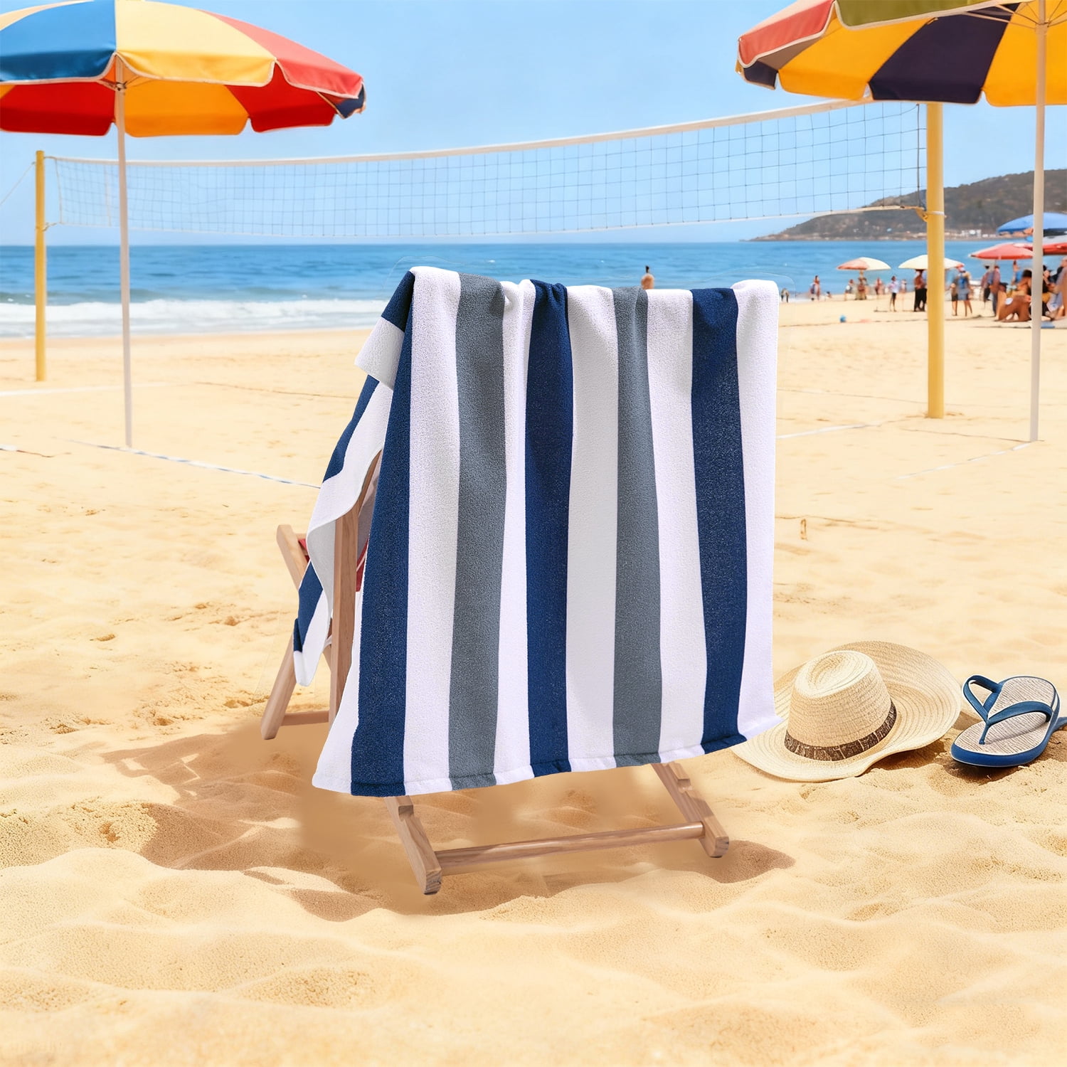Jessy Home 4 Pack Stripe Beach Towel Sets, 30"x60" Quick-dry Sand-resistant Lightweight Soft Beach Towel for Travel, Gym