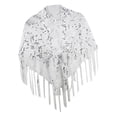 thumbnail image 4 of Women Shawl Wrap Fashion Sequin Shawl Cape for Formal Occasion Dance Wedding White Silver, 4 of 7