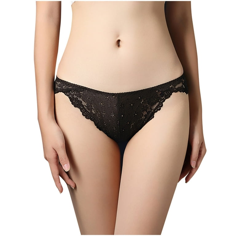 Seamless Womens Underwear Sexy Fashion Lace Lingerie Underwear Lace Pants  Lace Low Waist Underwear Nylon Granny Panties Black at  Women's  Clothing store