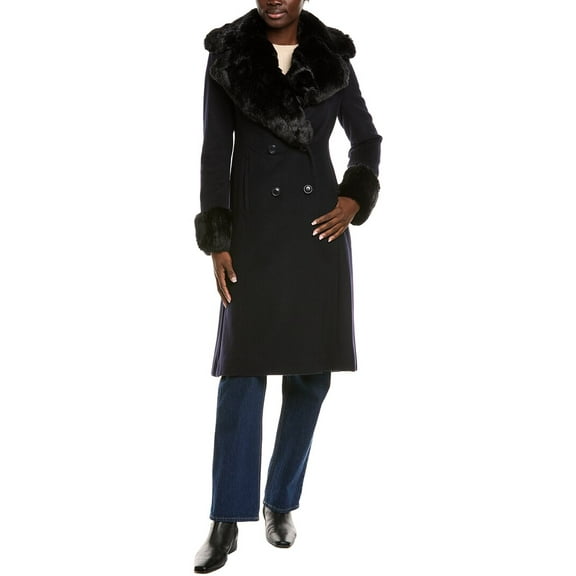 Via Spiga womens  Wool-Blend Coat, l, Blue