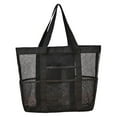 thumbnail image 1 of Juguetes de playa Bolsa de playa de malla con cremallera y un total de 9 bolsillos Gran playa Tote Sandproof Almacenamiento Bolsa de viaje Negro y Verde Incluye 1 bolsillo para el teléfono móvil, 1 of 3