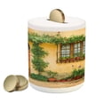 thumbnail image 1 of Italy Piggy Bank, Porch Different Flowers Pots Fresh Plants City Life in Tuscany Europe, Ceramic Coin Bank Money Box for Cash Saving, 3.6" X 3.2", Apricot Green Brown, by Ambesonne, 1 of 4