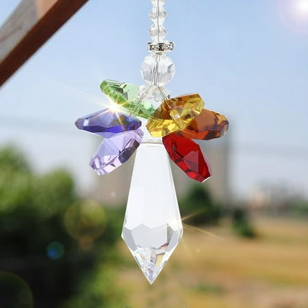 Hurrise Handmade Hanging Pendant Rainbow Crystal Prisms Ball