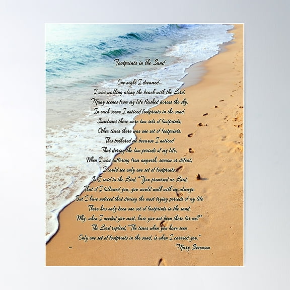 Footprints In The Sand Poster Wall Art, Modern Wall Decor For Living Room Bedroom, 12x18 UNFRAMED