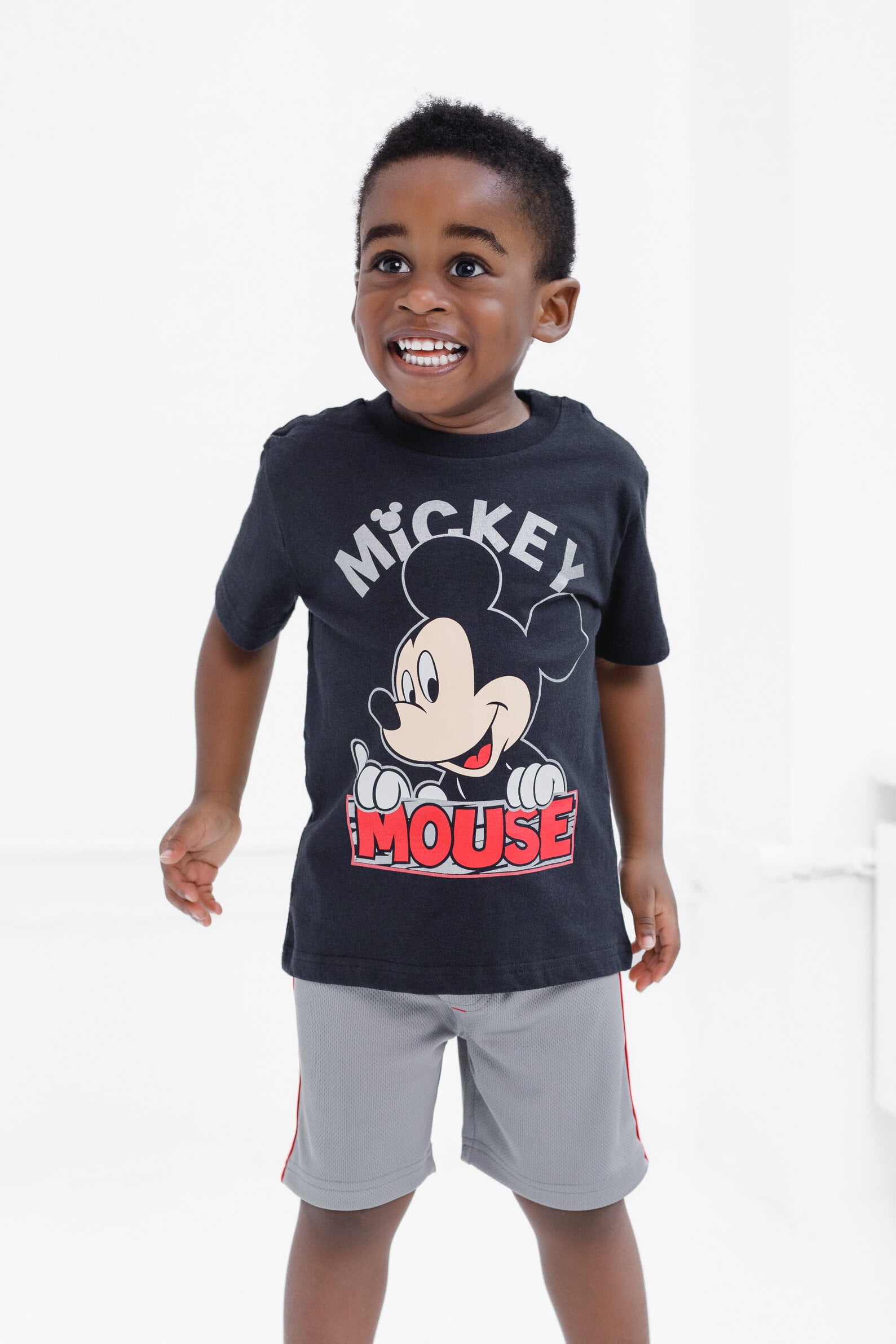 Disney Mickey Mouse Infant Baby Boys T-Shirt and Mesh Shorts Outfit Set Infant to Little Kid
