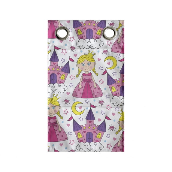 Fantasy World Hanging Pocket Organizer, Pattern of Cartoon in a Crown Castle Hearts Stars and Clouds, Printed Polyester Storage Bag with Pockets, 9" x 16", Multicolor
