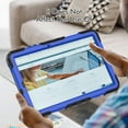 thumbnail image 4 of Case for Samsung Galaxy Tab S6 Lite 10.4 Inch 2024/2022/2020 with Screen Protector, 360 Degree Rotating Kickstand Hand Strap Heavy Duty Shockproof Cover with Shoulder Strap, Dark Blue PC, 4 of 7