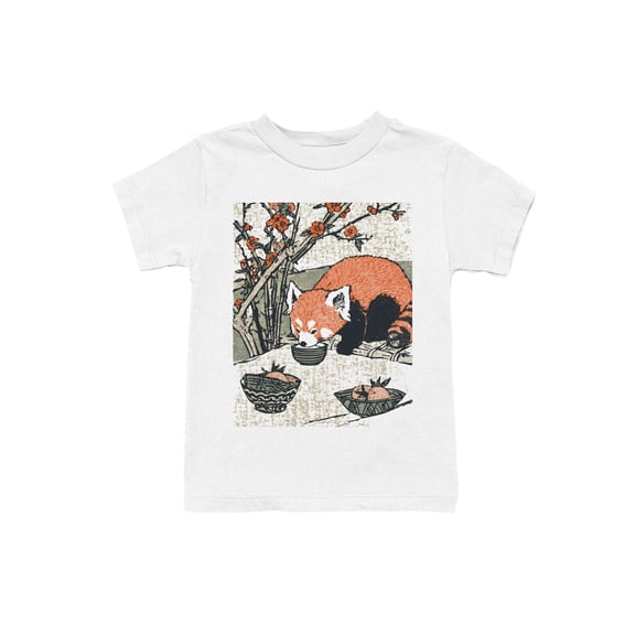 Red Panda Under Blossoms Youth's White T-shirt