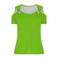 thumbnail image 4 of Giftesty Blouses for Women Dressy Casual Women Summer Sexy T- Shirt Cold Shoulder Pullover Blouse V-Neck Short Sleeve Solid Tops, 4 of 9