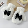 thumbnail image 2 of Moocorvic Cute Plush Winter Fingerless Mittens for Women & Teen Girls,White, 2 of 3