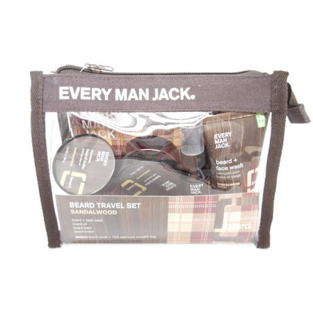 Every Man Jack Beard Travel Set - Sandalwood (Beard + Face Wash, Balm, Butter +)
