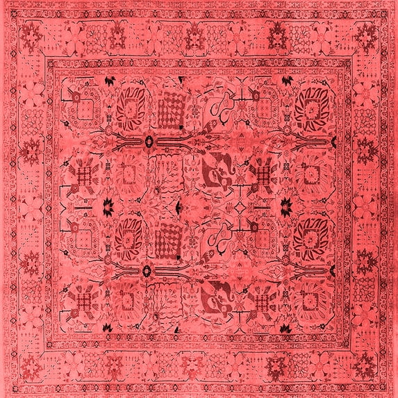 Ahgly Company Indoor Square Oriental Red Industrial Area Rugs, 8' Square