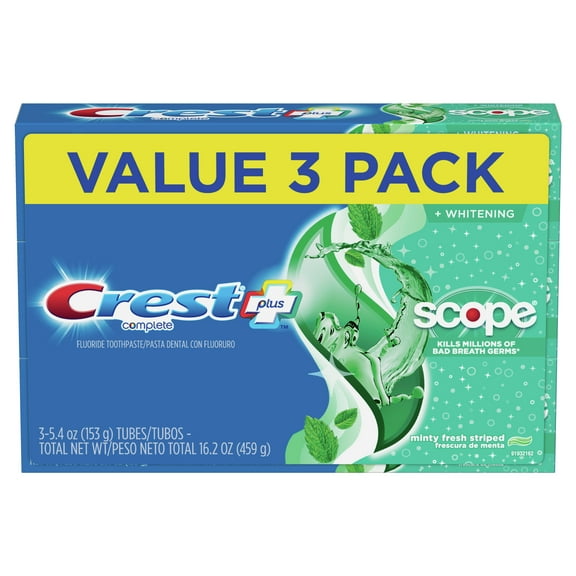 Crest   Scope Complete Whitening Toothpaste, Minty Fresh, 5.4 oz, Pack of 3