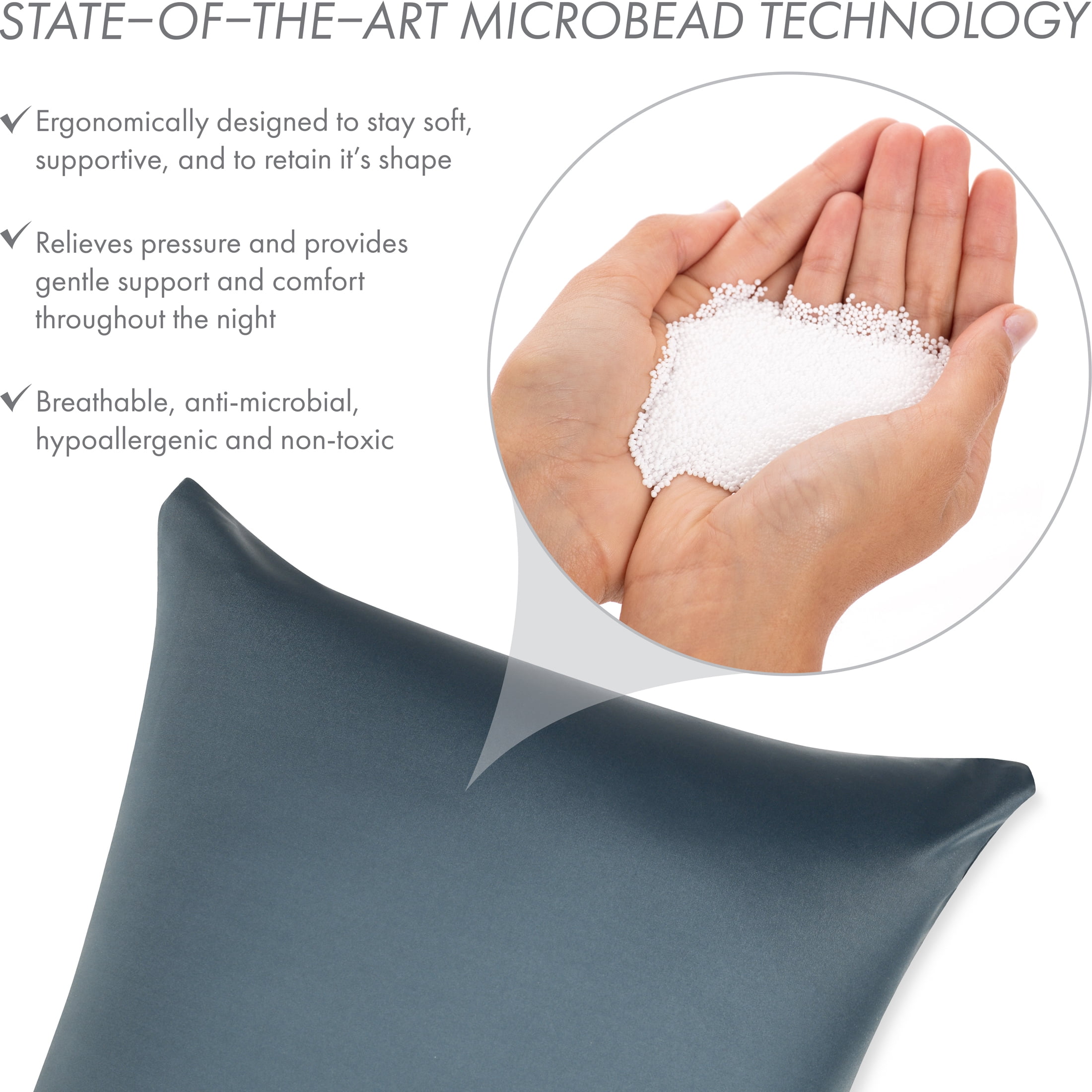 24" x 24" Throw Pillow – Dark Slate Grey: 1 PCS Luxurious Premium Microbead Pillow With 85/15 Nylon/Spandex Fabric. Forever Fluffy, Outstanding Beauty & Support. Silky, Soft & Beyond Comfortable