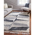 thumbnail image 2 of Unique Loom Hygge Shag Geometric Plush & Cozy Rug 2' 2 x 3' Rectangle Gray/Ivory, 2 of 2