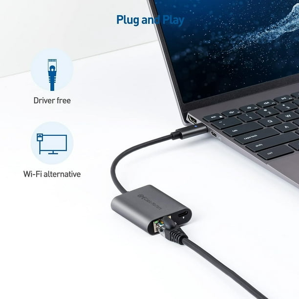  Cable Matters Plug & Play USB C to Ethernet Adapter with PXE,  MAC Address Clone (Thunderbolt to Ethernet Adapter, Gigabit Ethernet to USB  C) in Gray - Compatible with MacBook Pro