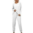 thumbnail image 2 of Innerwin Loungwear Elastic Waist Ladies Nightwear Sleep Drawstring With Pockets Sleepwear White S, 2 of 6
