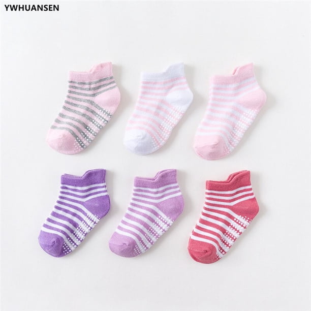 6 par/lote de calcetines antideslizantes de algodón para niños de 0 a 6 años para niños y niñas, calcetín de corte bajo para chico con empuñaduras de goma para las cuatro estaciones Tan Jianjun unisex