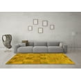 thumbnail image 3 of Ahgly Company Indoor Round Oriental Yellow Modern Area Rugs, 3' Round, 3 of 4