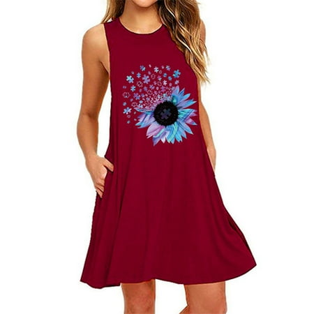 

Dresses for Women 2022 Sexy Dresses for Women Women s Large Size Sleeveless Floral Casual Midi Dress Beach Loose Sundress on Clearance Summer Dresses for Women 2022 Summer Dresses for Women